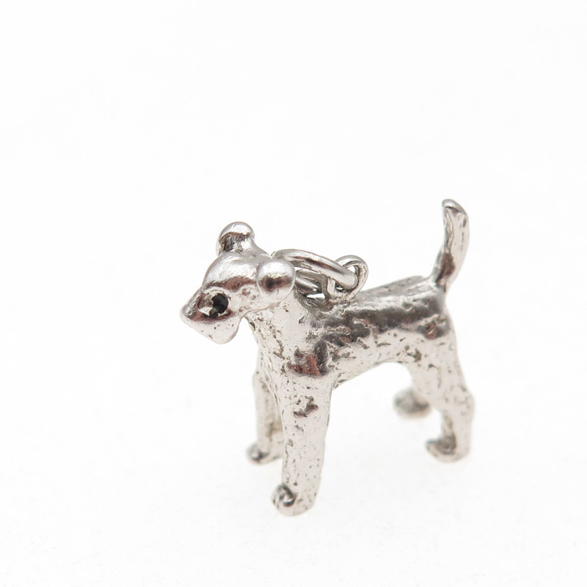 WELLS 925 Sterling Silver Vintage Airedale Terrier 3D Mini Charm Pendant
