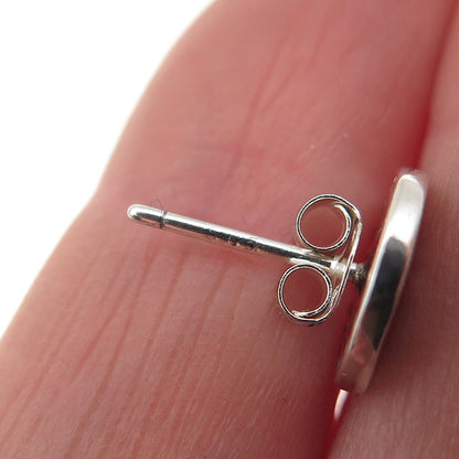 925 Sterling Silver Round-Cut C Z Mercedes-Benz Stud Earrings