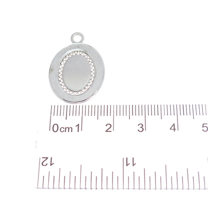LAMODE 925 Sterling Silver Vintage Filigree Oval Tag Charm Pendant