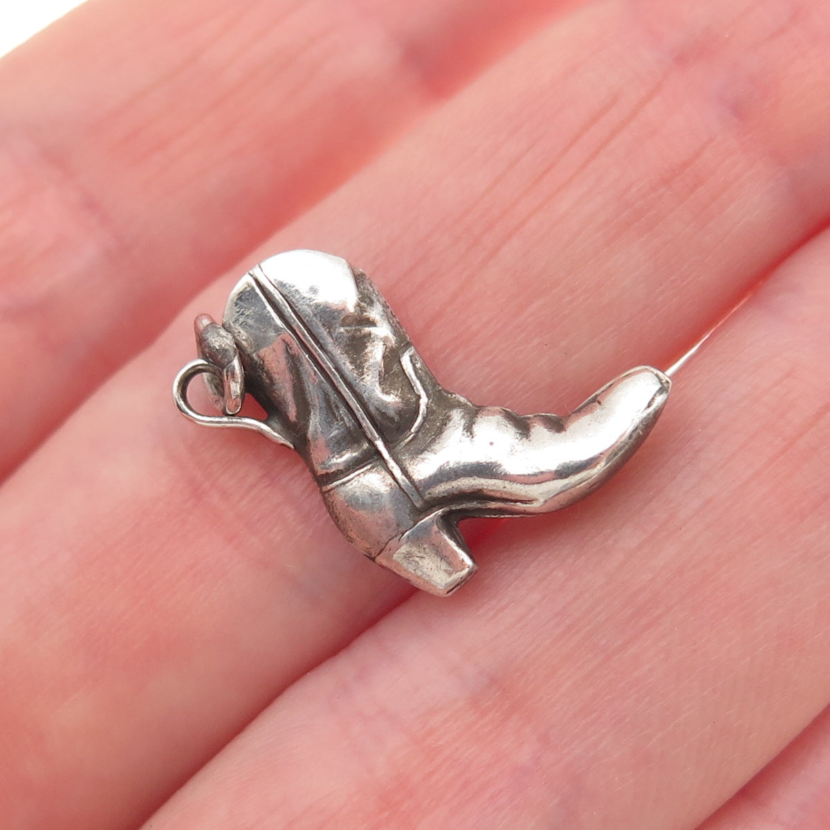 925 Sterling Silver Vintage Butterfly Cowboy Shoe Oxidized Mini Charm Pendant