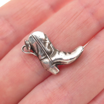925 Sterling Silver Vintage Butterfly Cowboy Shoe Oxidized Mini Charm Pendant