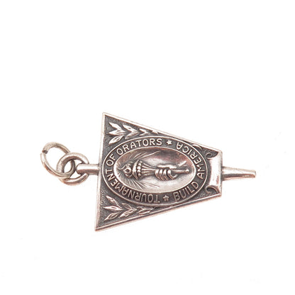 925 Sterling Silver Vintage 1955 Tournament of Orators NY Journal Award Pendant
