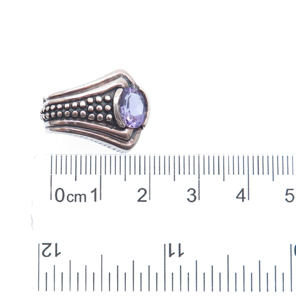 CHAPAL ZENRAY 925 Sterling Silver Vintage Real Amethyst Modernist Mini Pendant
