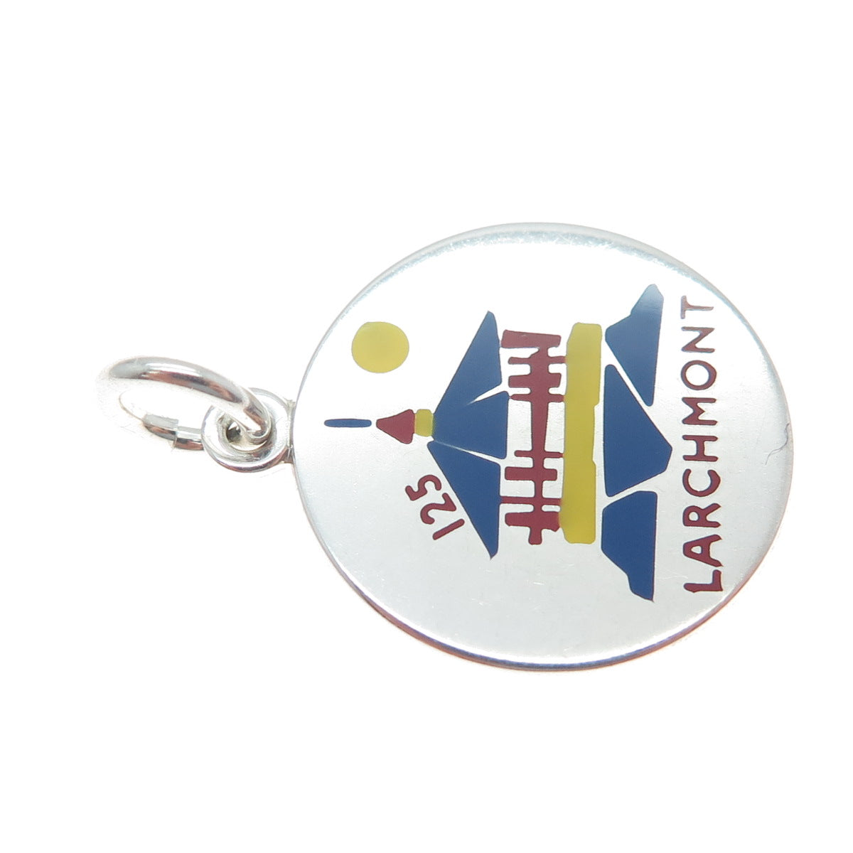 CHARLES THOMAE 925 Sterling Silver Vintage Enamel Larchmont Charm Pendant