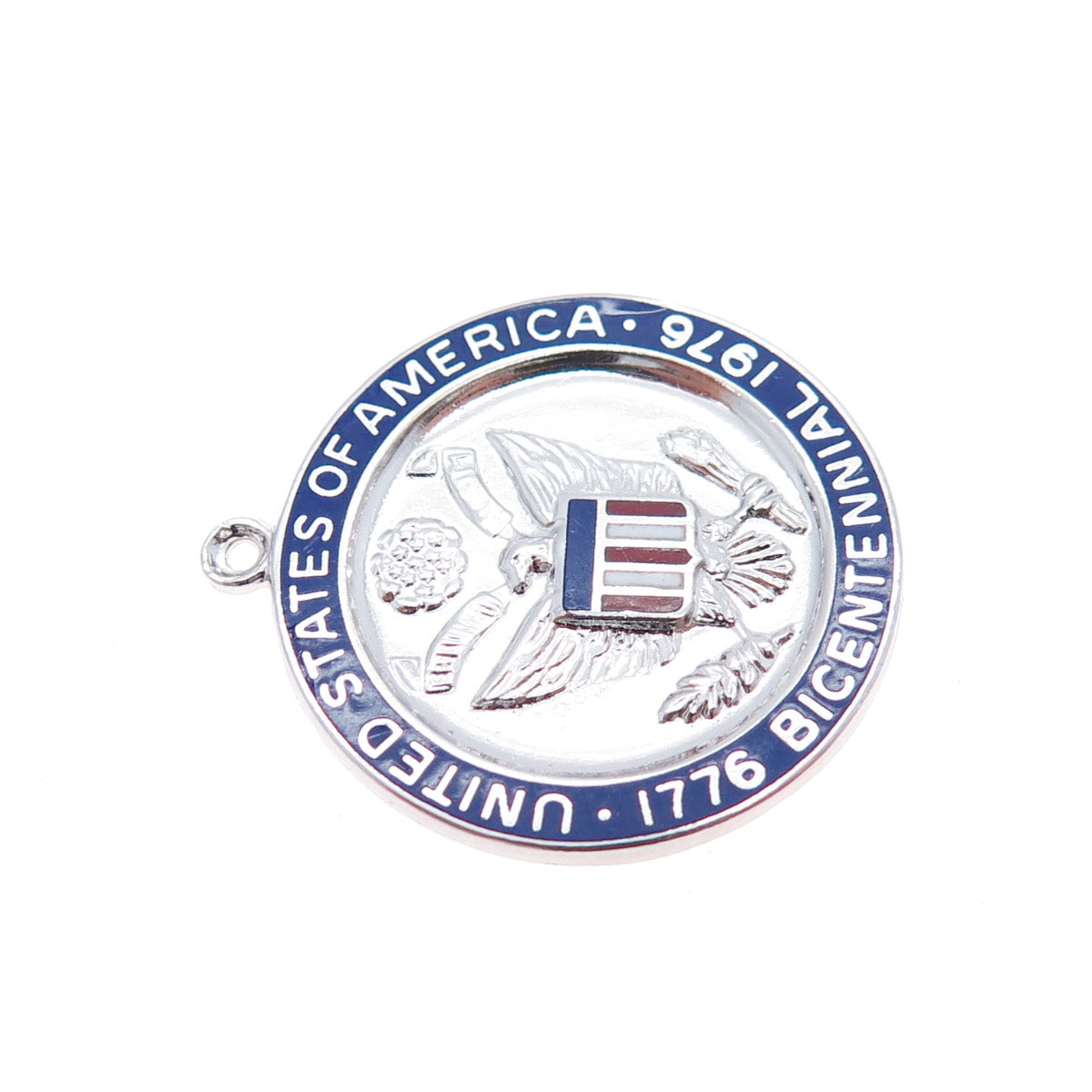 GRIFFITH & SONS CO. Sterling Silver Vintage 1967 Enamel US Bicentennial Pendant