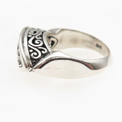 925 Sterling Silver Vintage Modernist Scroll Oxidized Ring Size 8.25