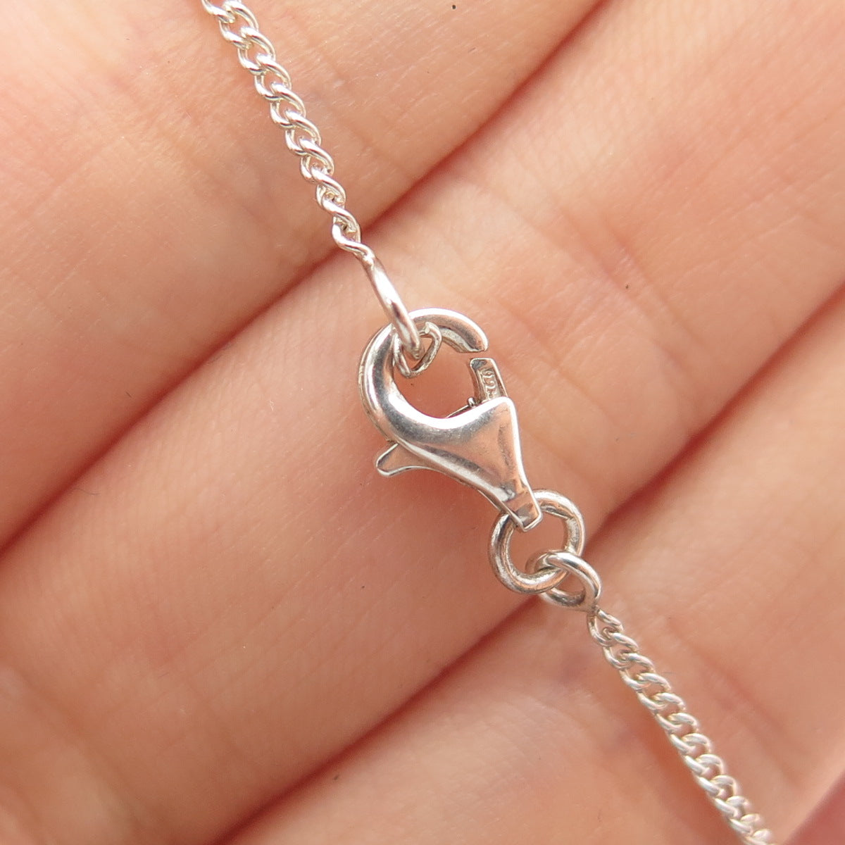 WARMET 925 Sterling Silver Vintage Poland Modernist Heart Chain Necklace 16"