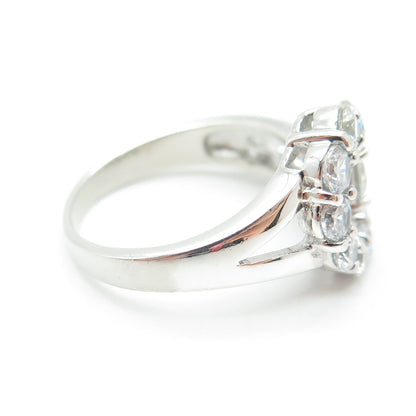 925 Sterling Silver Round-Cut Shaped C Z Modernist Ring Size 6.75