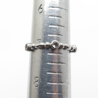 925 Sterling Silver Real Round-Cut White Topaz Bubble Band Ring Size 7