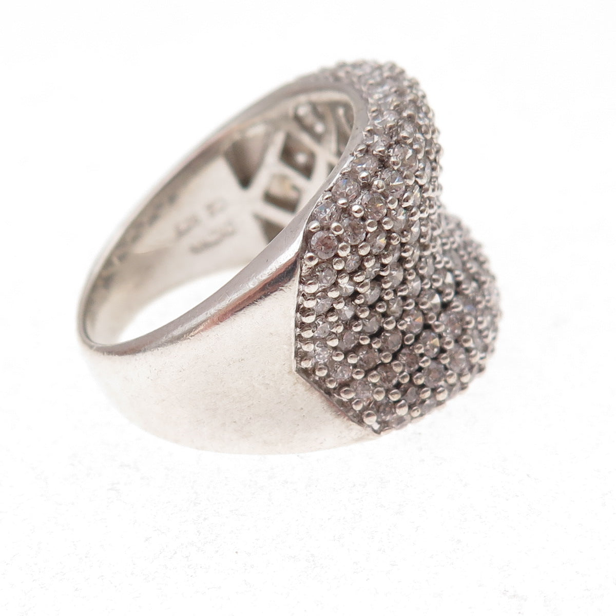 Apogee 925 Sterling Silver Round-Cut C Z Curve Ring Size 10.25