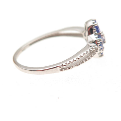 Chuck Clemency 925 Sterling Silver Real Tanzanite Floral Ring Size 8