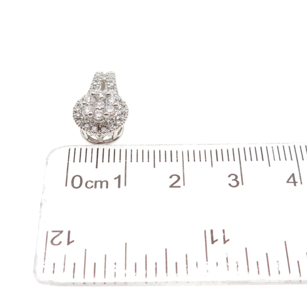 925 Sterling Silver Round-Cut C Z Mini Slide Charm Pendant