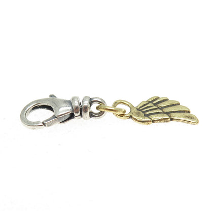 SILPADA 925 Sterling Silver 2-Tone Vintage Angel Wing Lobster Claw Charm Pendant