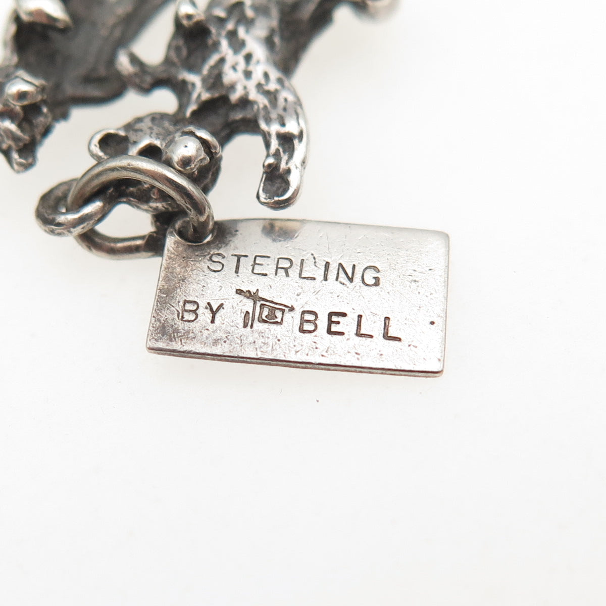 Bell Trading Post Sterling Silver Antique Art Deco Bear Family 3D Mini Pendant