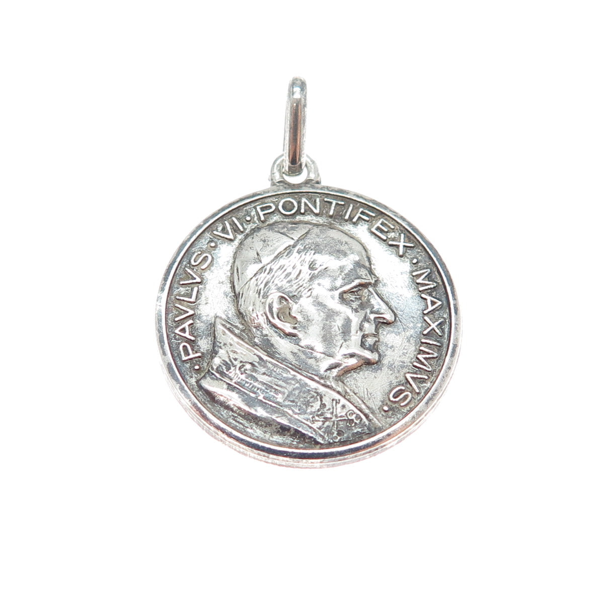 800 Silver Vintage Italy Pope Paul VI St Peter's Basilica Oxidized Charm Pendant