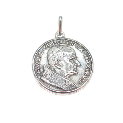 800 Silver Vintage Italy Pope Paul VI St Peter's Basilica Oxidized Charm Pendant