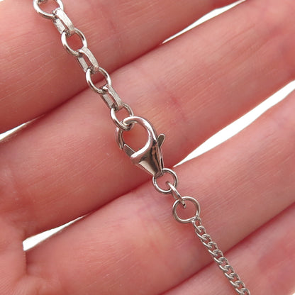 925 Sterling Silver Real Round & Marquise-Cut Tanzanite Chain Necklace 18-20"