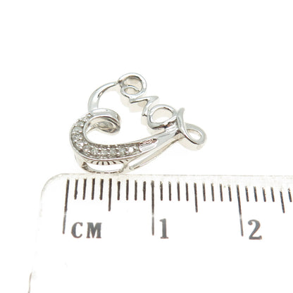 HAN Sterling Silver Real Round-Cut Diamond Love Heart Minimalist Slide Pendant