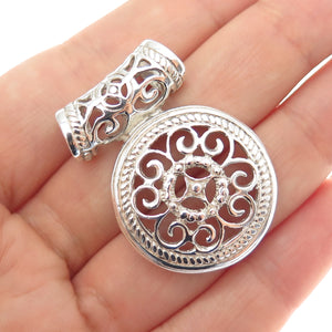 925 Sterling Silver Vintage Mexico Ornate Slide Charm Pendant