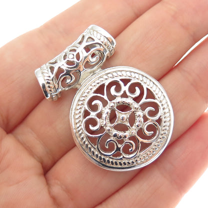 925 Sterling Silver Vintage Mexico Ornate Slide Charm Pendant