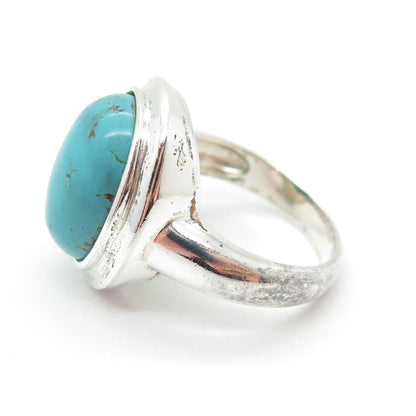 925 Sterling Silver Vintage Real Lone Mountain Turquoise Ring Size 8