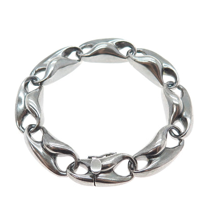 KRYPELL 925 Sterling Silver Vintage Modernist Anchor Link Oxidized Bracelet 6.5"