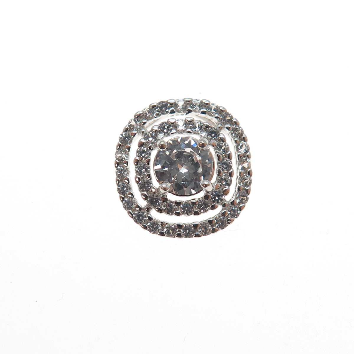 925 Sterling Silver Real Round-Cut White Topaz Mini Slide Charm Pendant