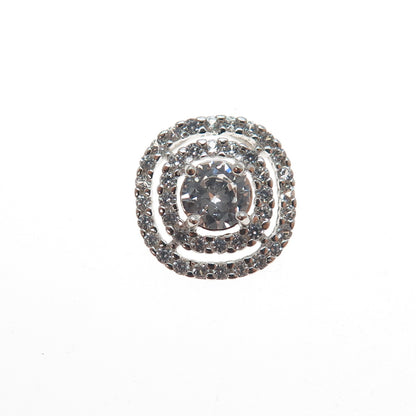925 Sterling Silver Real Round-Cut White Topaz Mini Slide Charm Pendant