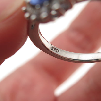 Chuck Clemency 925 Sterling Silver Real Tanzanite & White Topaz Ring Size 8.25