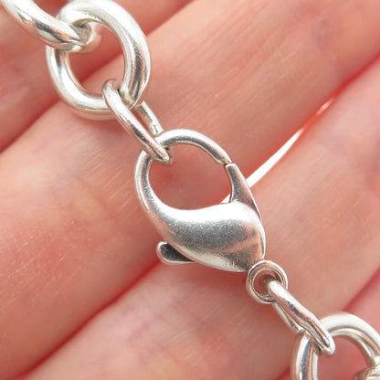 TIFFANY & CO. 925 Sterling Silver Vintage Heart Tag Rolo Link Bracelet 6.75"