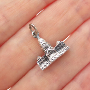 BEAU 925 Sterling Silver Vintage US Capitol Building Minimalist 3D Charm Pendant