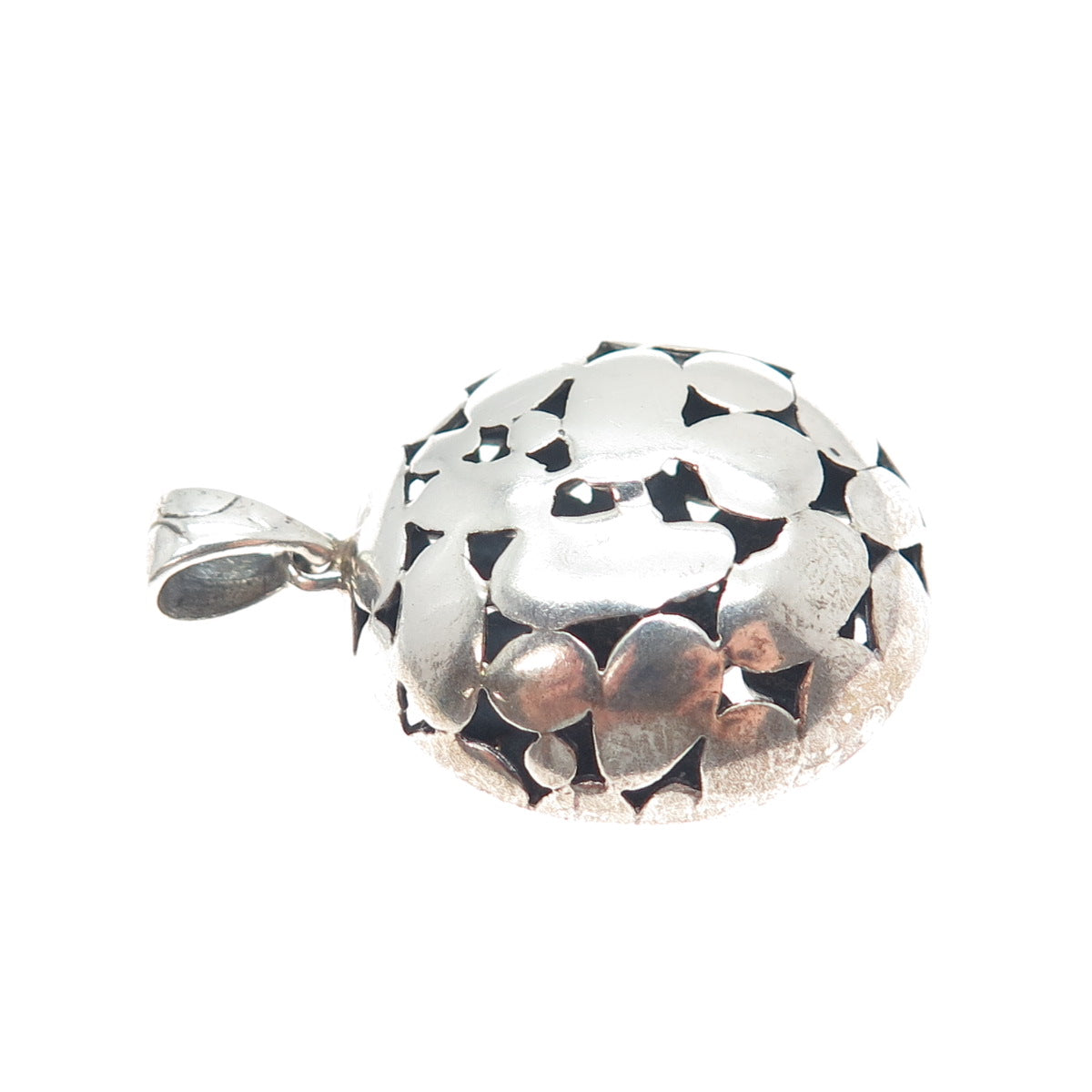 925 Sterling Silver Vintage Pebble / Kali Dome Pendant