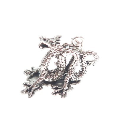 SUNWEST 925 Sterling Silver Vintage Dragon Oxidized 3D Charm Pendant