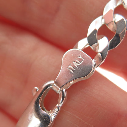 925 Sterling Silver Vintage Italy Curb Link Bracelet 7"