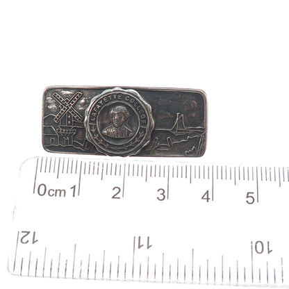 925 Sterling Silver Antique Art Deco Lafayette College Oxidized Pin Brooch
