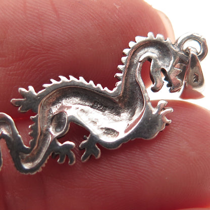 925 Sterling Silver Vintage Royal Dragon Oxidized Charm Pendant