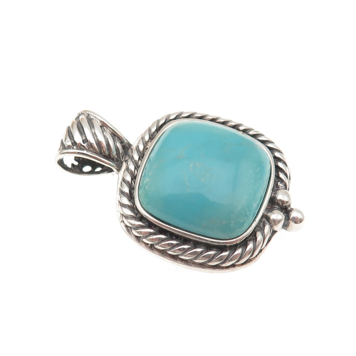 GSJ Gold Stone 925 Sterling Silver Vintage Real Tyrone Turquoise Charm Pendant
