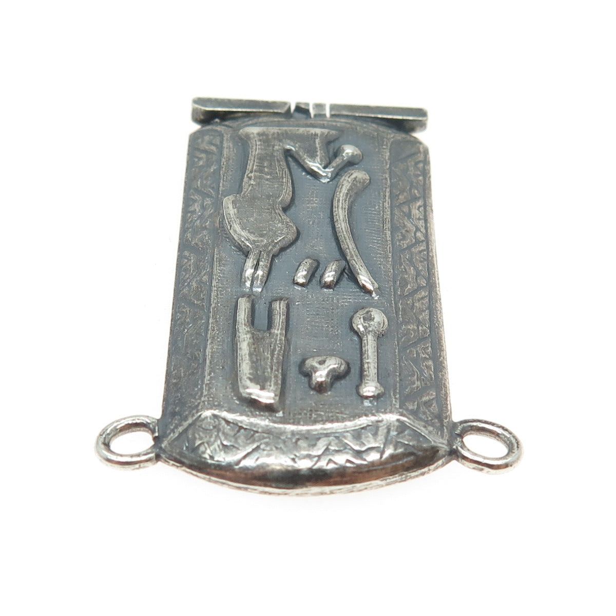 800 Silver Vintage Egyptian Cartouche Oxidized Centerpiece Pendant