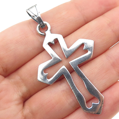 925 Sterling Silver Vintage Cross Oxidized Charm Pendant
