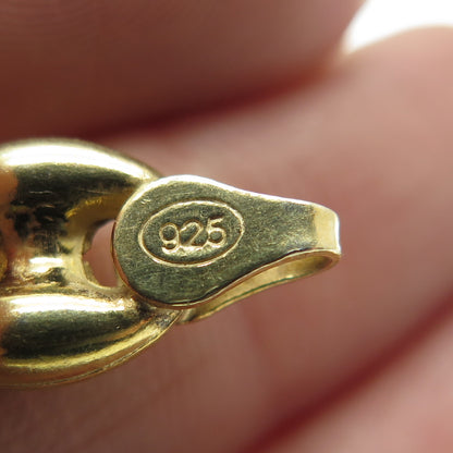 925 Sterling Silver Gold Plated Anchor Mariner Chain Necklace 16"