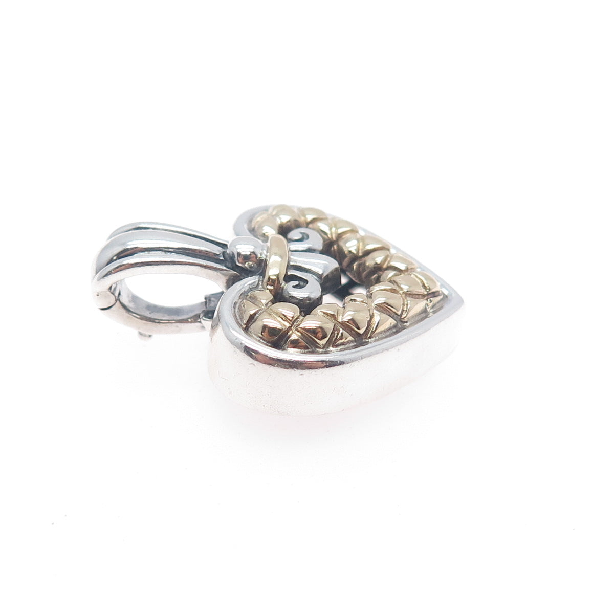 NANCY & DAVID 14K Gold 925 Sterling Silver Vintage Heart Charm Pendant
