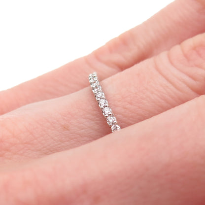 Seta 925 Sterling Silver Round-Cut C Z Half Eternity Stackable Band Ring Size 6