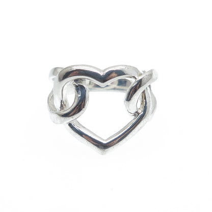 925 Sterling Silver Vintage Heart Love Knot Oxidized Ring Size 7.25