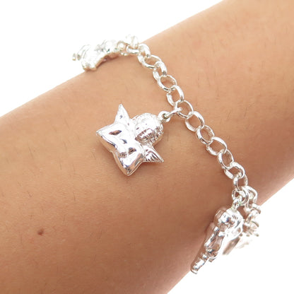 CHARLES WINSTON Sterling Silver Vintage Italy Religious Charms Bracelet 6.75"