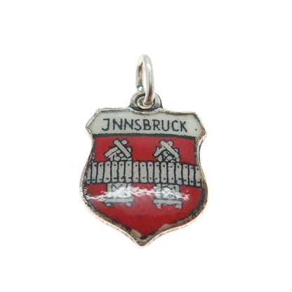 800 Silver Vintage Enamel Innsbruck Austria Coat of Arms Minimalist Pendant