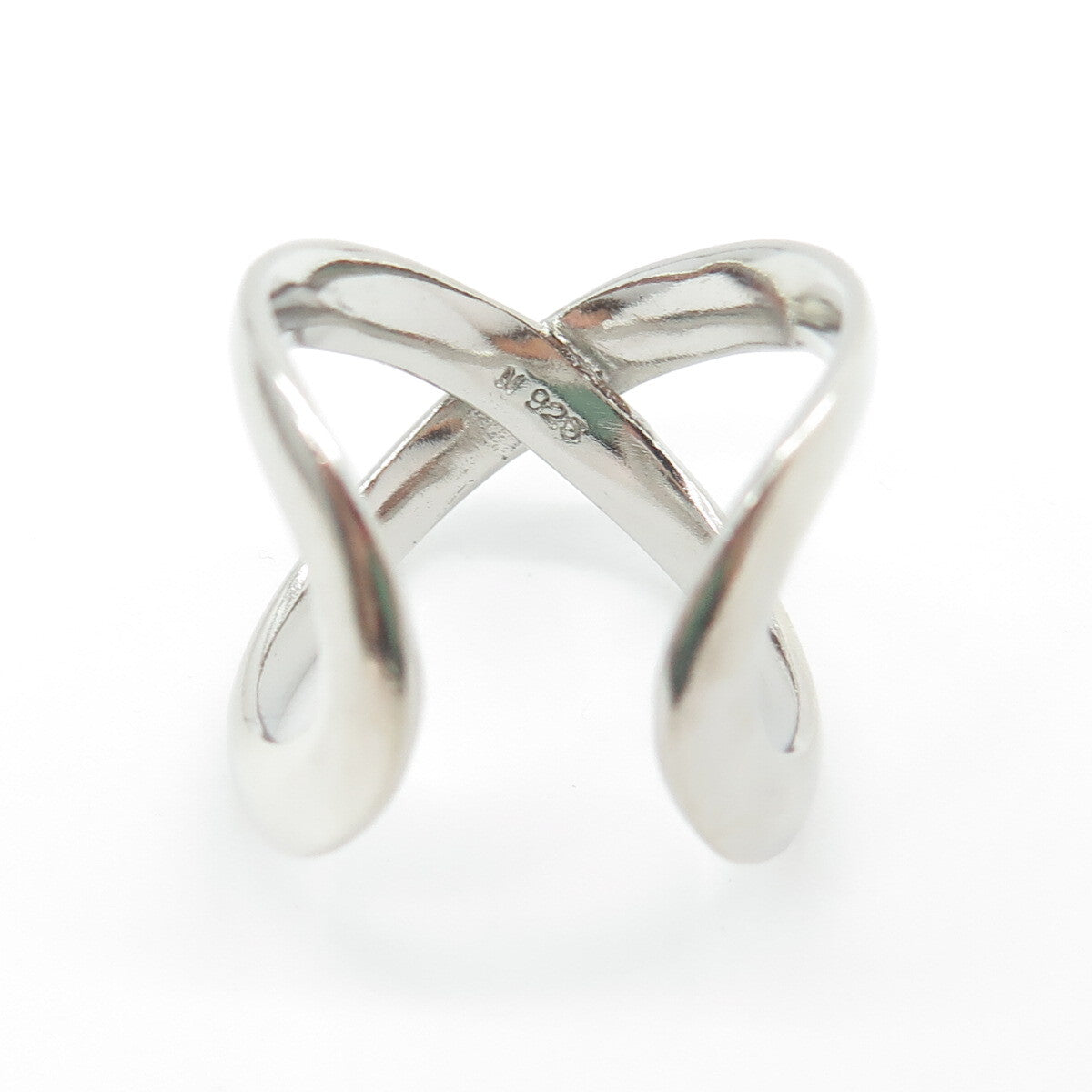 925 Sterling Silver Vintage Crossover Adjustable Ring Size 8.75