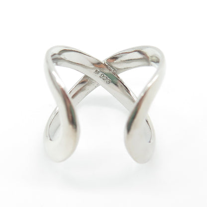 925 Sterling Silver Vintage Crossover Adjustable Ring Size 8.75