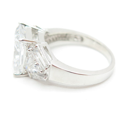 925 Sterling Silver Radiant & Tapered Baguette-Cut Shaped C Z Ring Size 7