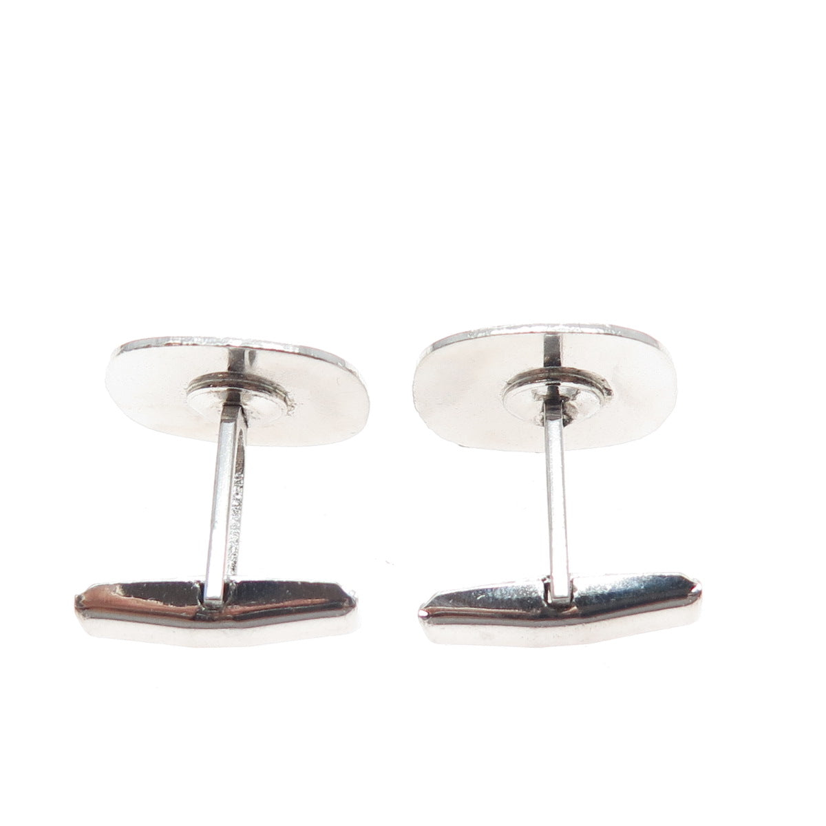 925 Sterling Silver Antique Art Deco T2 Engraved Floral Cushion-Shape Cufflinks