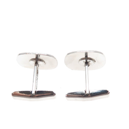 925 Sterling Silver Antique Art Deco T2 Engraved Floral Cushion-Shape Cufflinks